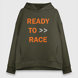 Толстовка оверсайз женская KTM READY TO RACE спина Z, цвет: хаки