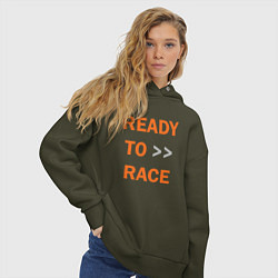 Толстовка оверсайз женская KTM READY TO RACE спина Z, цвет: хаки — фото 2