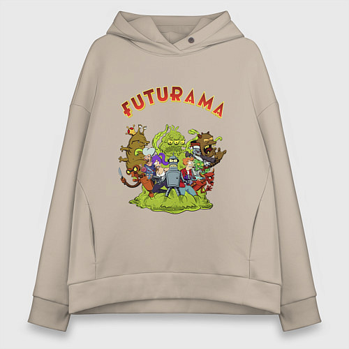 Женское худи оверсайз Slurm team / Миндальный – фото 1