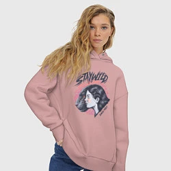 Толстовка оверсайз женская Девушка - пантера StayWild, цвет: пыльно-розовый — фото 2