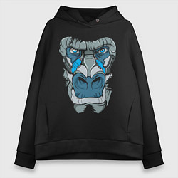 Толстовка оверсайз женская Обезьяна, цвет: черный