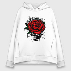 Толстовка оверсайз женская Красная Роза Red Rose, цвет: белый