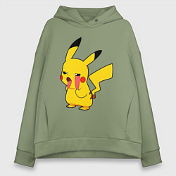 Толстовка оверсайз женская Уставший Пикачу, цвет: авокадо