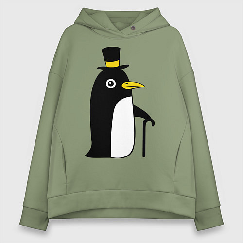 Женское худи оверсайз Пингвин в шляпе / Авокадо – фото 1