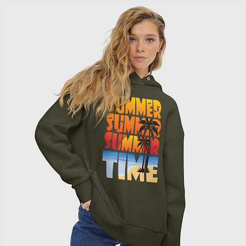 Женское худи оверсайз SUMMER TIME / Хаки – фото 3