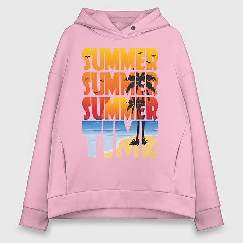 Женское худи оверсайз SUMMER TIME / Светло-розовый – фото 1