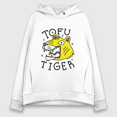 Женское худи оверсайз Tofu Tiger Тигр Сыр Тофу / Белый – фото 1