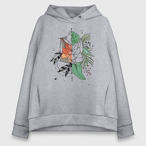 Женское худи оверсайз Geometry Fox / Меланж – фото 1