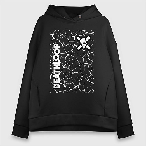 Женское худи оверсайз Deathloop - Cracks / Черный – фото 1