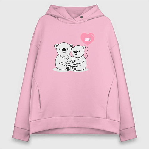 Женское худи оверсайз Коалы love / Светло-розовый – фото 1