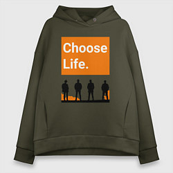 Толстовка оверсайз женская Choose Life, цвет: хаки