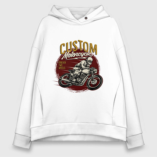 Женское худи оверсайз Ретро мотоцикл / Белый – фото 1