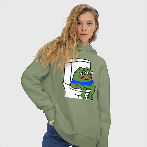 Женское худи оверсайз Лягушонок пепе / Авокадо – фото 3