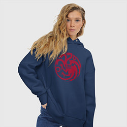 Толстовка оверсайз женская Logo Targaryen Quotes, цвет: тёмно-синий — фото 2