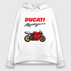 Толстовка оверсайз женская DUCATI ДУКАТИ MOTOSPORT, цвет: белый