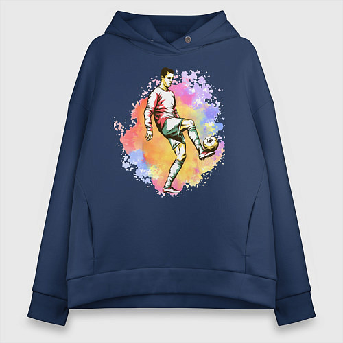 Женское худи оверсайз Роналду 07 Сборная Португалии / Тёмно-синий – фото 1