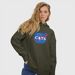 Толстовка оверсайз женская Cats NASA, цвет: хаки — фото 2