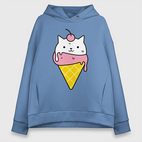 Женское худи оверсайз Ice Cream Cat / Мягкое небо – фото 1