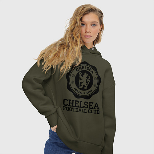 Женское худи оверсайз Chelsea FC: Emblem / Хаки – фото 3