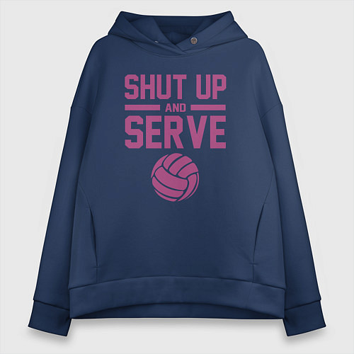 Женское худи оверсайз Shut Up And Serve / Тёмно-синий – фото 1