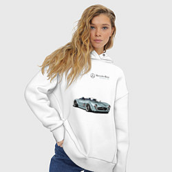 Толстовка оверсайз женская Mercedes Benz Gullwing Speedster Skylik, цвет: белый — фото 2