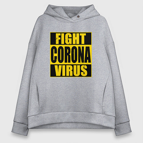 Женское худи оверсайз Fight Corona Virus / Меланж – фото 1