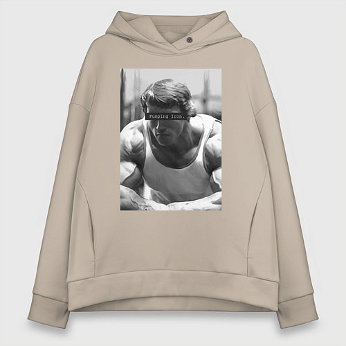 Женское худи оверсайз Качай железо Pumping iron / Миндальный – фото 1