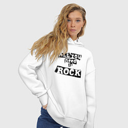 Толстовка оверсайз женская All you need is rock, цвет: белый — фото 2