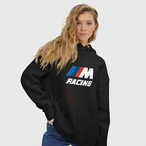 Женское худи оверсайз BMW - Pro Racing / Черный – фото 3