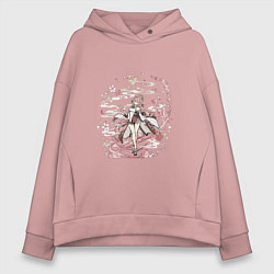 Толстовка оверсайз женская Яэ Мико в деле, цвет: пыльно-розовый