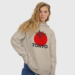 Толстовка оверсайз женская Волейбол - Токио, цвет: миндальный — фото 2