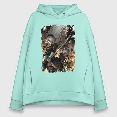 Женское худи оверсайз Ниер Nier Automata Z / Мятный – фото 1
