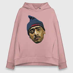 Толстовка оверсайз женская Nipsey Face, цвет: пыльно-розовый