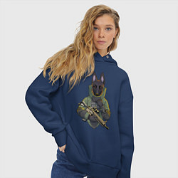 Толстовка оверсайз женская Овчарка-военный, цвет: тёмно-синий — фото 2