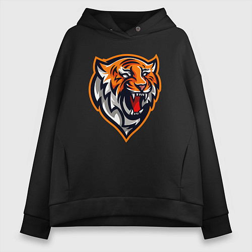 Женское худи оверсайз Tiger Scream / Черный – фото 1