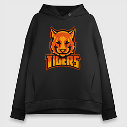Толстовка оверсайз женская Tigers, цвет: черный