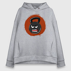 Толстовка оверсайз женская Сердитая гиря, цвет: меланж