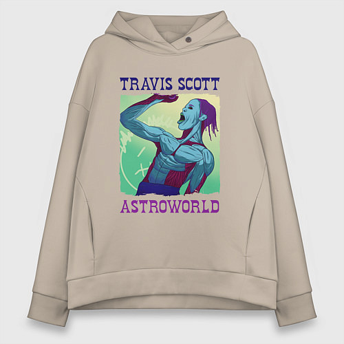 Женское худи оверсайз ASTROWORLD TRAVIS SCOTT Z / Миндальный – фото 1