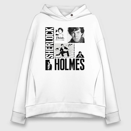 Женское худи оверсайз Sherlock Holmes is new sexy / Белый – фото 1