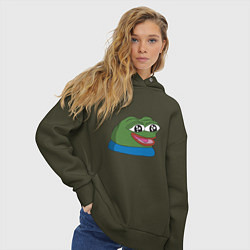 Толстовка оверсайз женская Pepe happy Пепе хеппи, цвет: хаки — фото 2