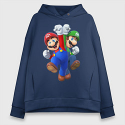 Толстовка оверсайз женская Mario Bros, цвет: тёмно-синий