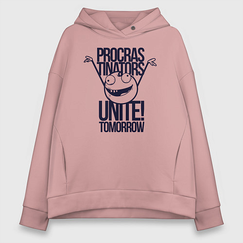 Женское худи оверсайз Лодыри объединяются завтра / Пыльно-розовый – фото 1