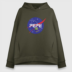 Толстовка оверсайз женская Pepe Pepe space Nasa, цвет: хаки