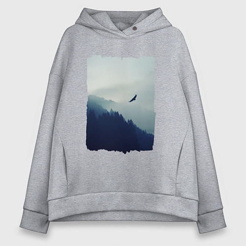 Женское худи оверсайз ОРЁЛ НАД ЛЕСОМ EAGLE / Меланж – фото 1