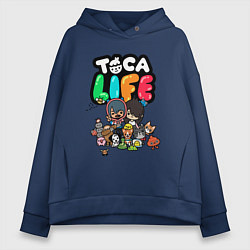 Толстовка оверсайз женская Toca Life, цвет: тёмно-синий