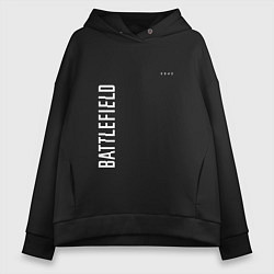 Толстовка оверсайз женская BATTLEFIELD 2042 БЕЛЫЙ ЛОГОТИП, цвет: черный