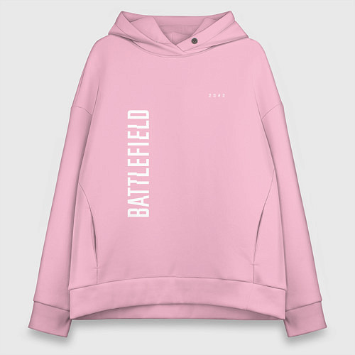 Женское худи оверсайз BATTLEFIELD 2042 БЕЛЫЙ ЛОГОТИП / Светло-розовый – фото 1
