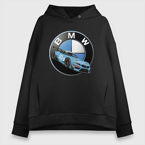 Женское худи оверсайз BMW самая престижная марка автомобиля / Черный – фото 1