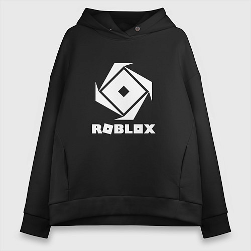 Женское худи оверсайз ROBLOX WHITE LOGO / Черный – фото 1