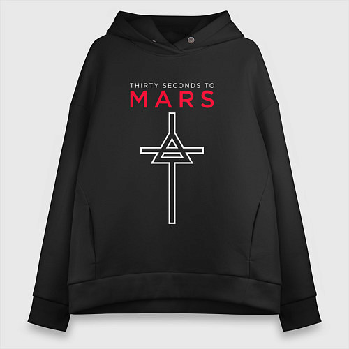 Женское худи оверсайз 30 Seconds To Mars, logo / Черный – фото 1